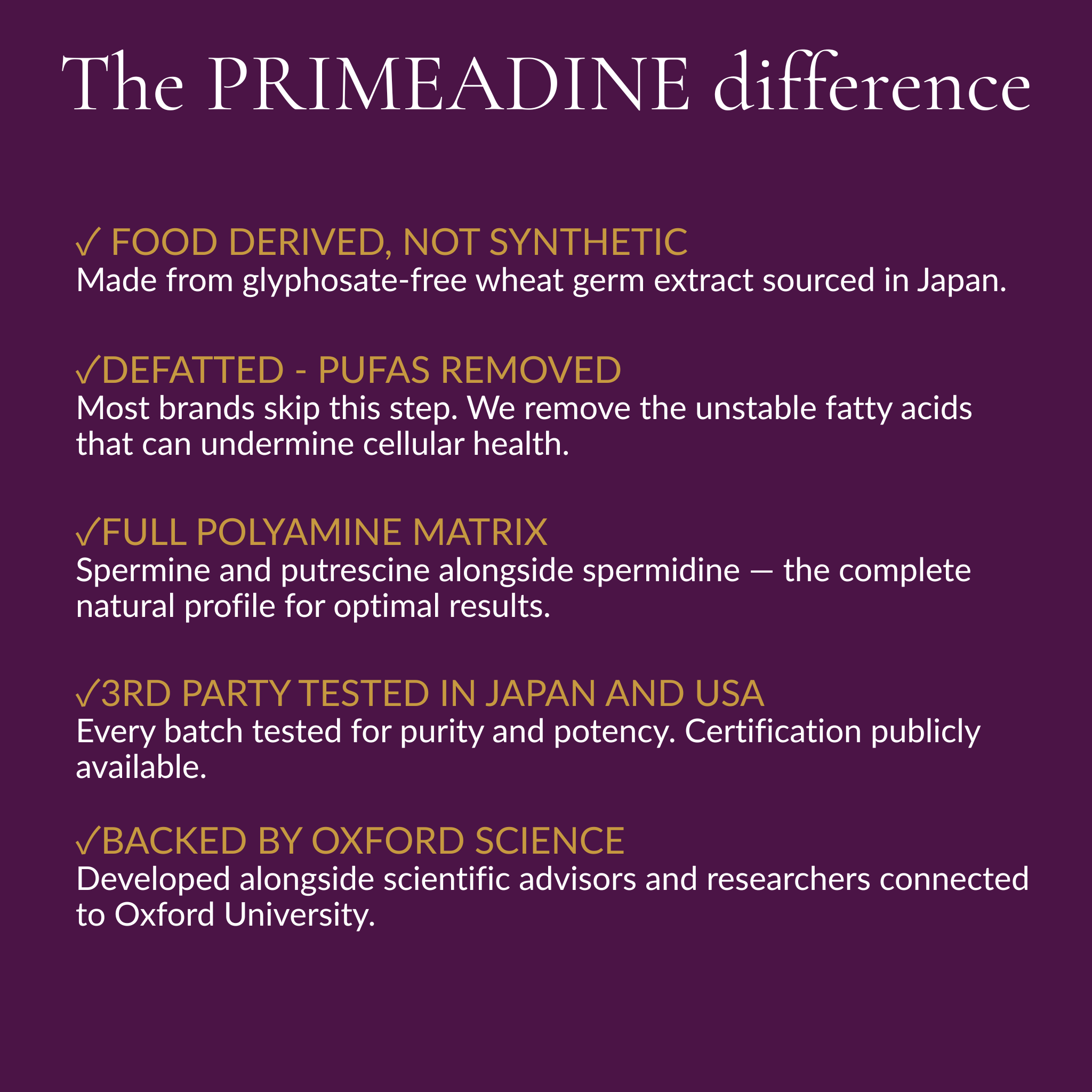 Primeadine® Original Whole-Food Spermidine Supplement - 1 Bottle / 30 Day Supply