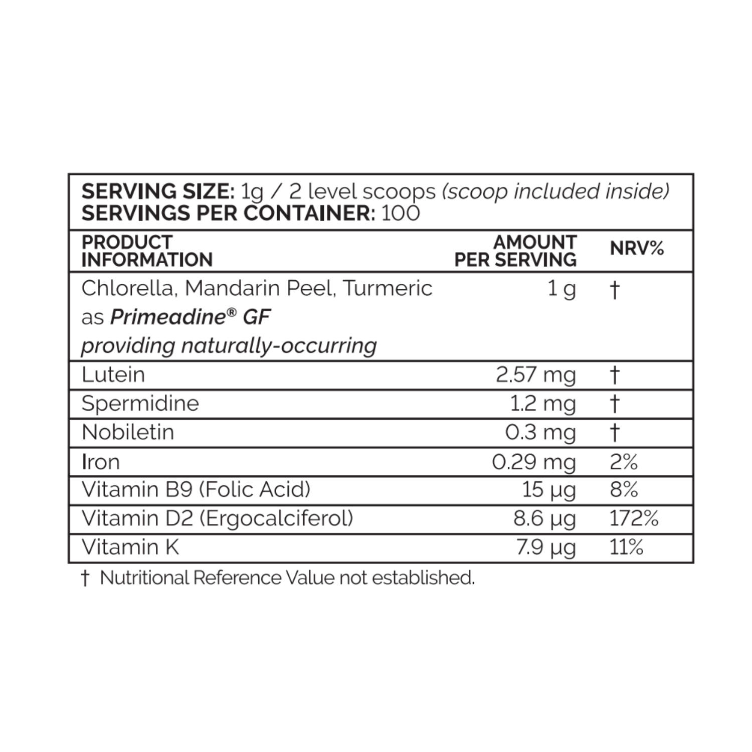 Primeadine® GF Gluten-Free Whole-Food Spermidine Powder - 90 Day Supply