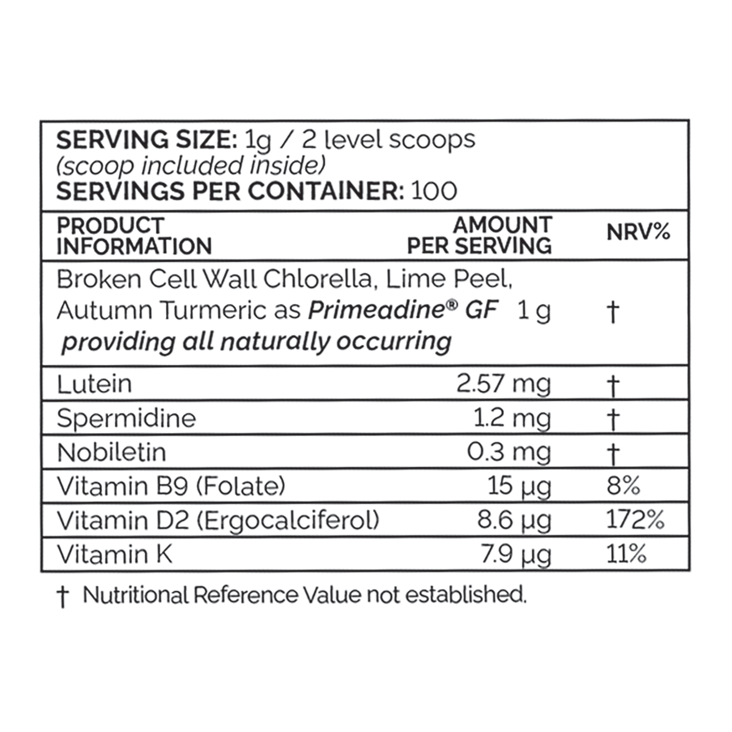 Primeadine® GF Gluten-Free Whole-Food Spermidine Powder - 90 Day Supply