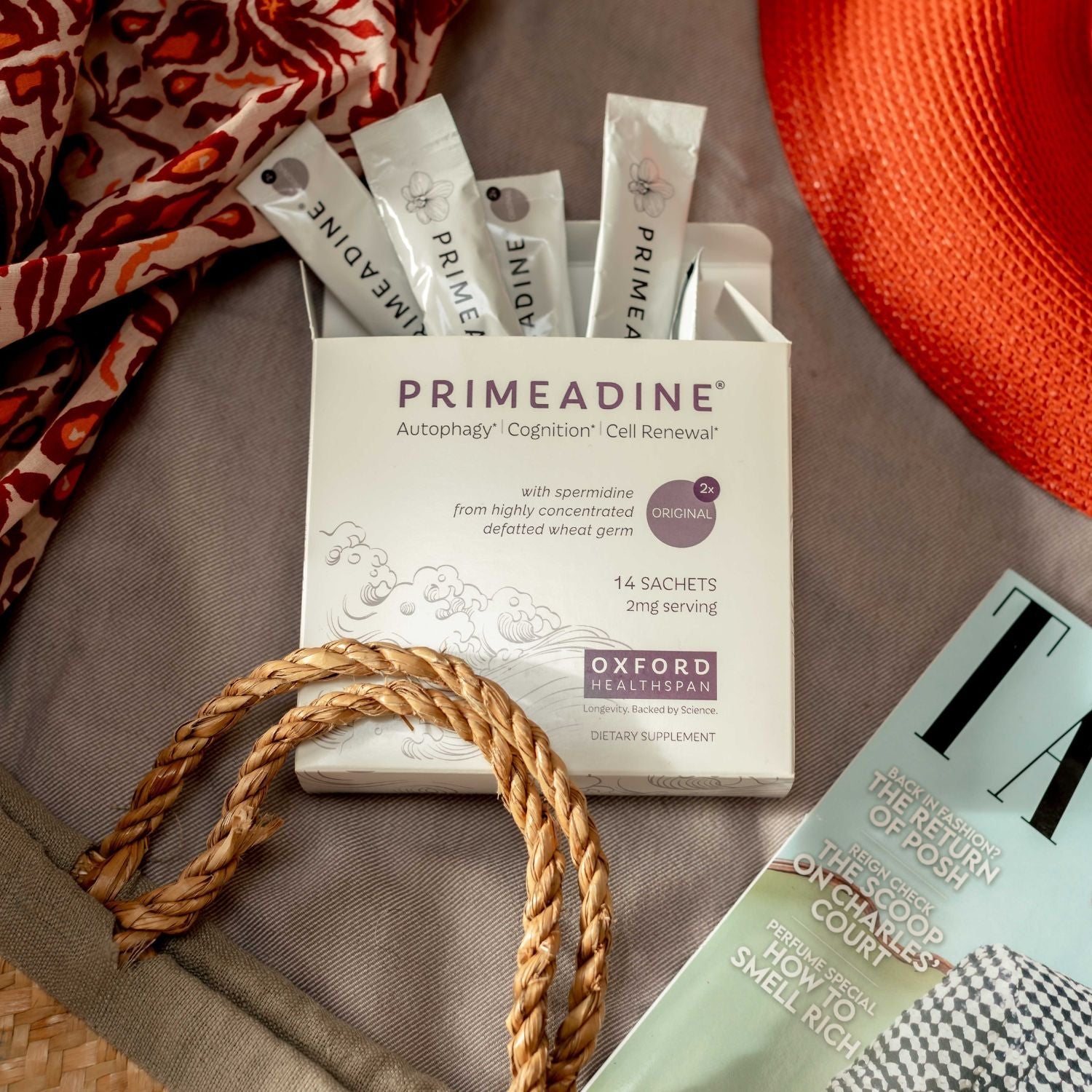 Primeadine® Original Spermidine 2mg Sachets Open Box with Sachets