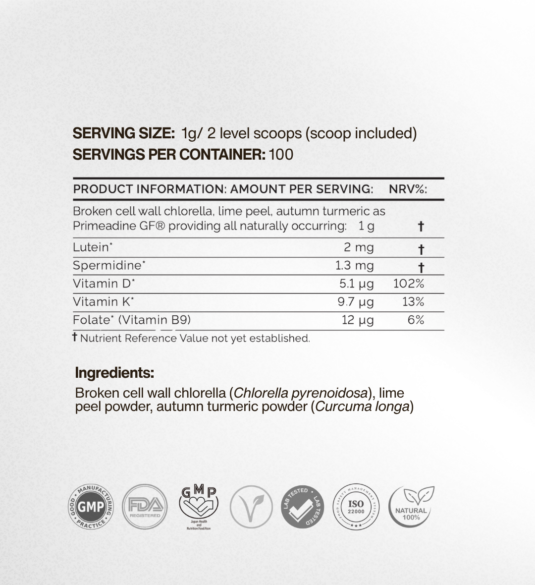 Primeadine® GF Gluten-Free Whole-Food Spermidine Powder - 90 Day Supply