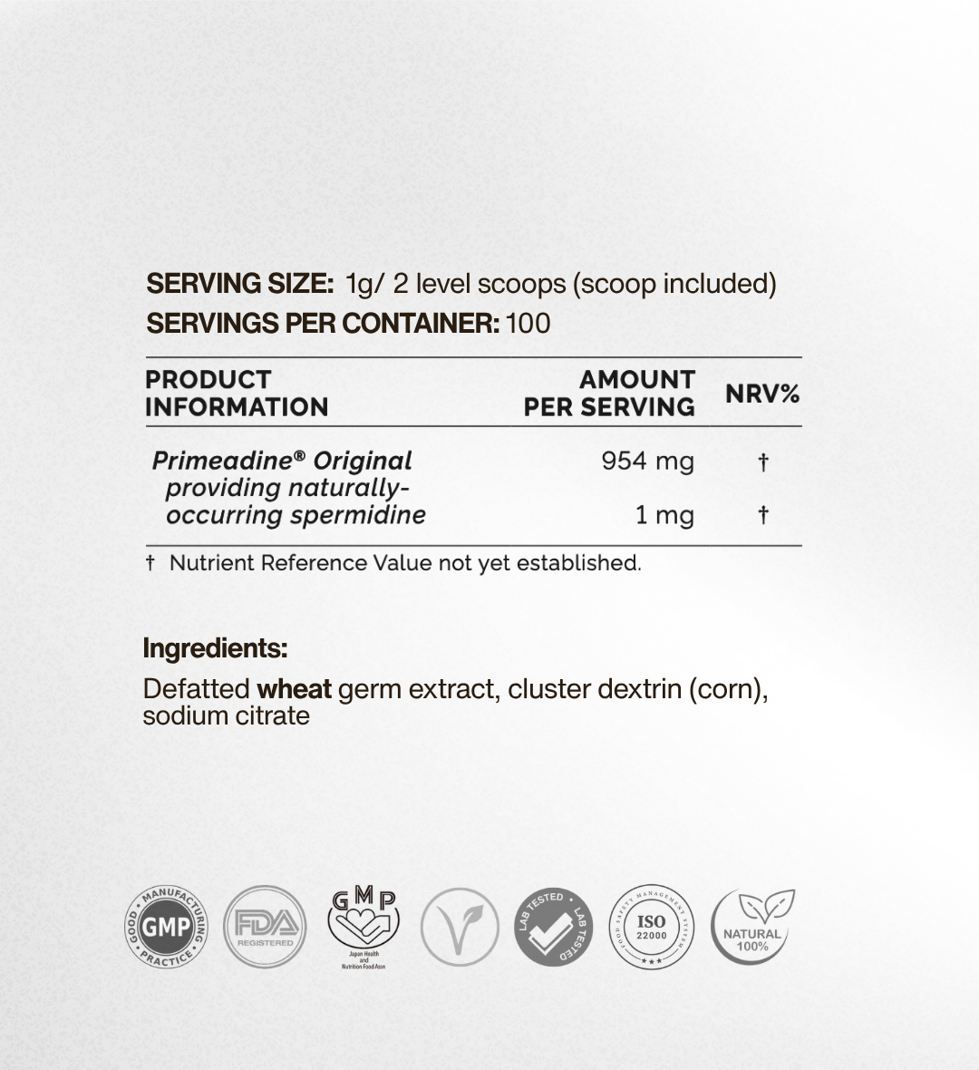 Primeadine® Original Whole-Food Spermidine Powder Tub - 90 Day Supply