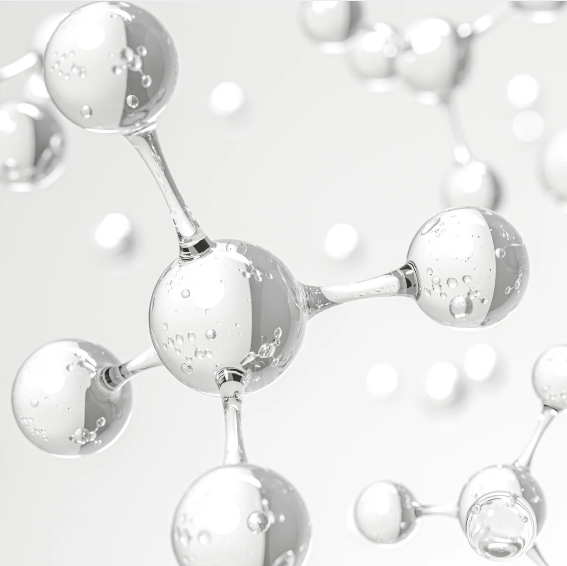 Molecular structure model on a light gray background